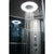 Mesa 9090K-Corner Clear Steam Shower clear curved tempered glass, nickel trim, and enclosed top with adjustable handheld shower head, FM Radio Built-In, fold-up center seat, and a storage shelves