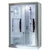 Mesa WS-803A Steam Shower slightly curved front tempered clear glass with chrome interior control panel with 3KW Steam generator, dual molded corner seats, a rainfall and handheld shower, mirror and storage shelves