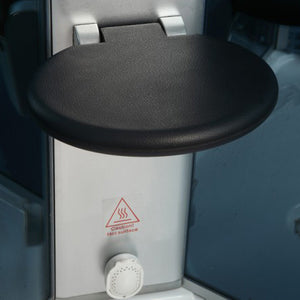Mesa 9090K Corner Steam Shower - Blue Glass with fold-up center seat