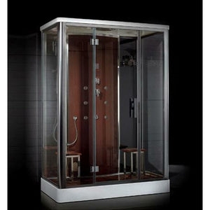 Platinum Steam Shower-Brown clear glass on all sides brown back panel with 6 acupressure body jets and dual seats -2 person