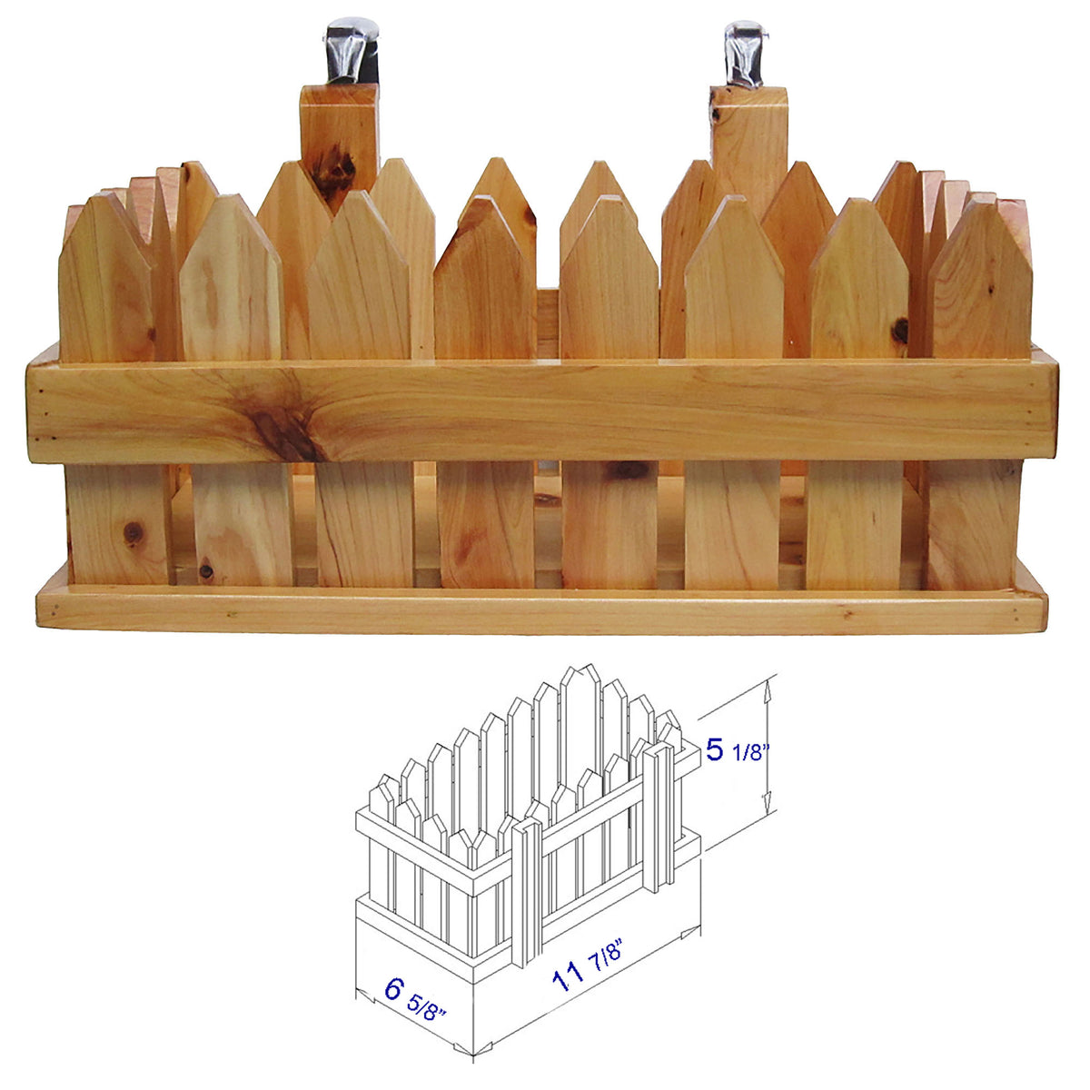 ALFI AB1163 61" Free Standing Wooden Bathtub - wooden hanging basket and dimension drawing