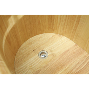 ALFI AB1163 61" Free Standing Wooden Bathtub polished chrome pop-up drain inside view