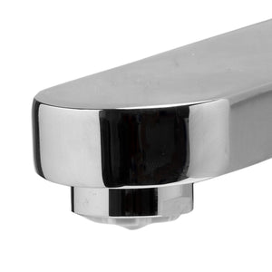 ALFI AB2201 Wallmounted Tub Filler Bathroom Spout Solid brass construction coated with polished chrome in a white background Spout close up view