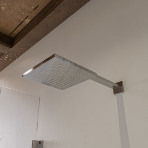 ALFI AB2287-BN Brushed Nickel rain showerhead with modern squared edges in the bathroom