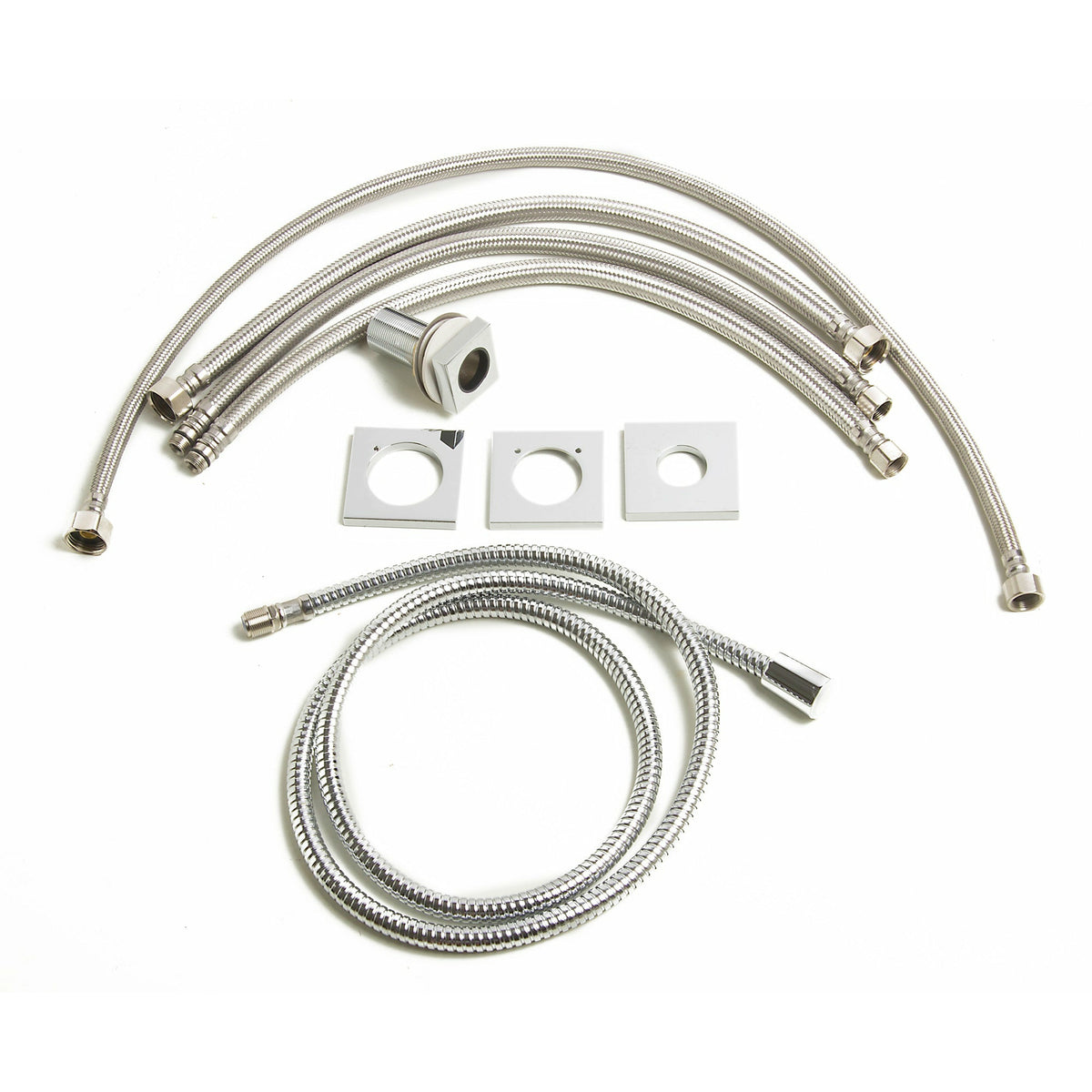 ALFI AB2322 3 Hole Deck Mounted Tub Filler with Hand Held Polished Chrome solid brass construction in a white background