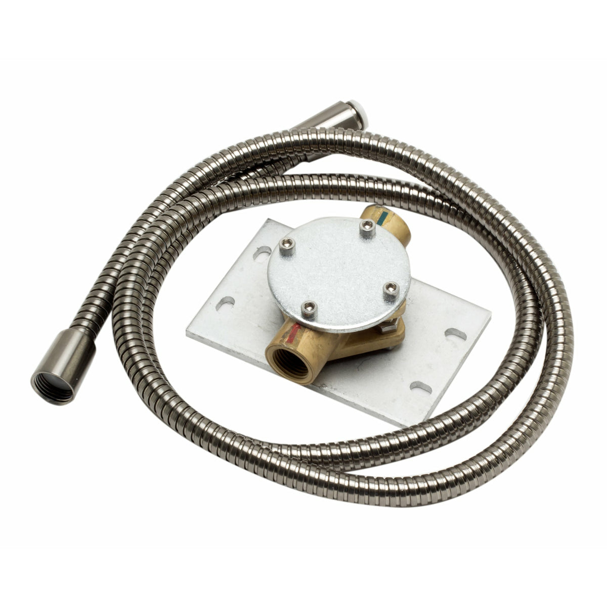 ALFI AB2534 check valve and shower tube brushed nickel in a white background