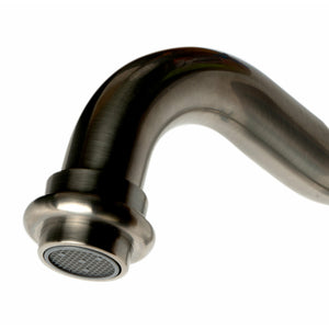 ALFI AB2553 tub filler spout brushed nickel solid brass construction in a white background