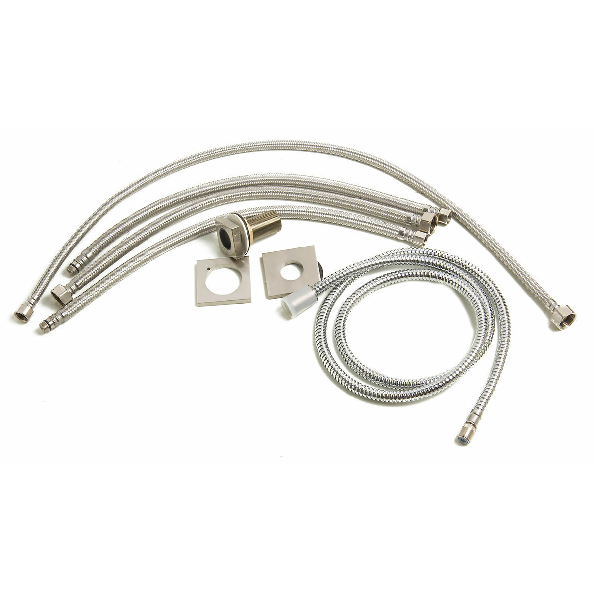 ALFI AB2703 shower tube and male connector and plate cover brushed nickel in a white background