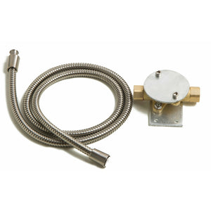 ALFI AB2758 shower tube, male connector and plate cover brushed nickel in a white background