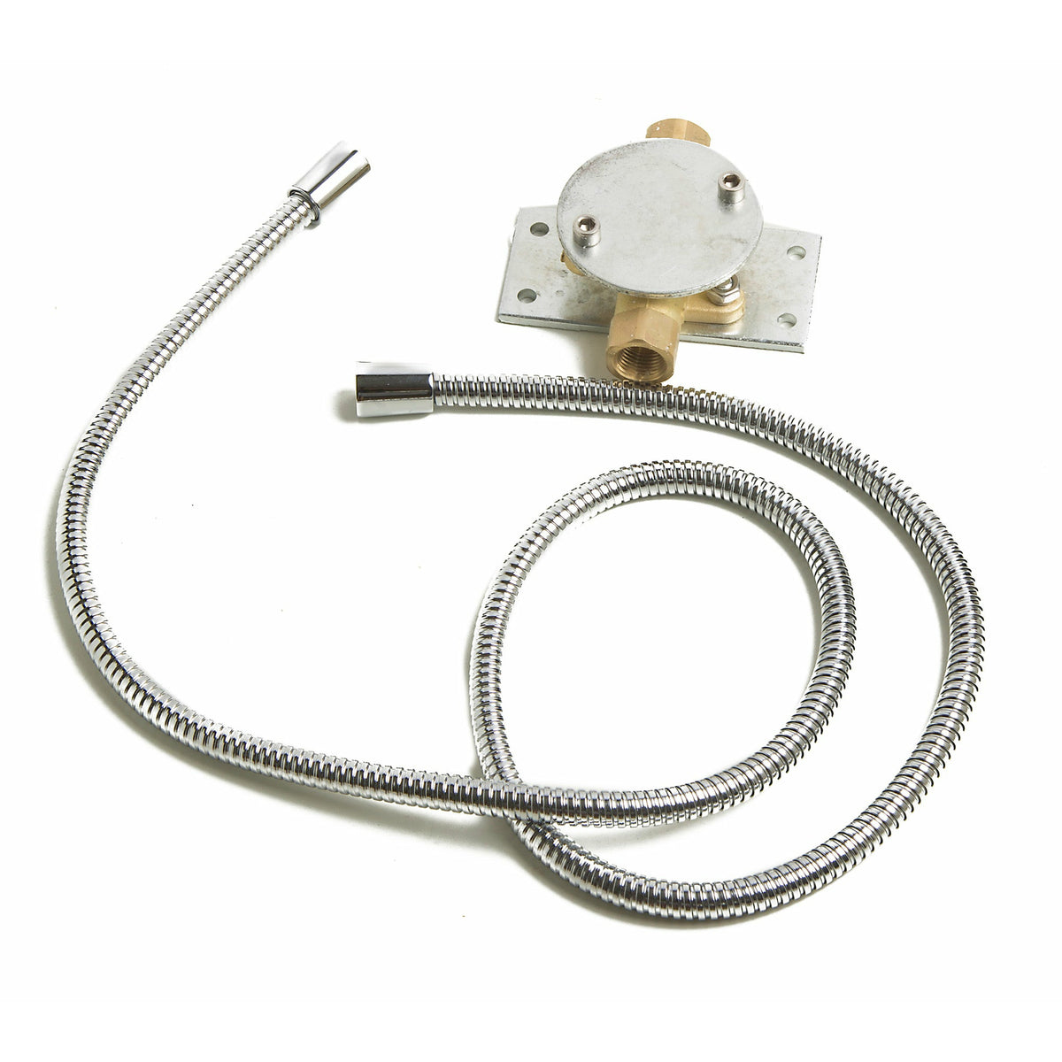 ALFI AB2758 shower tube, male connector and plate cover polished chrome in a white background