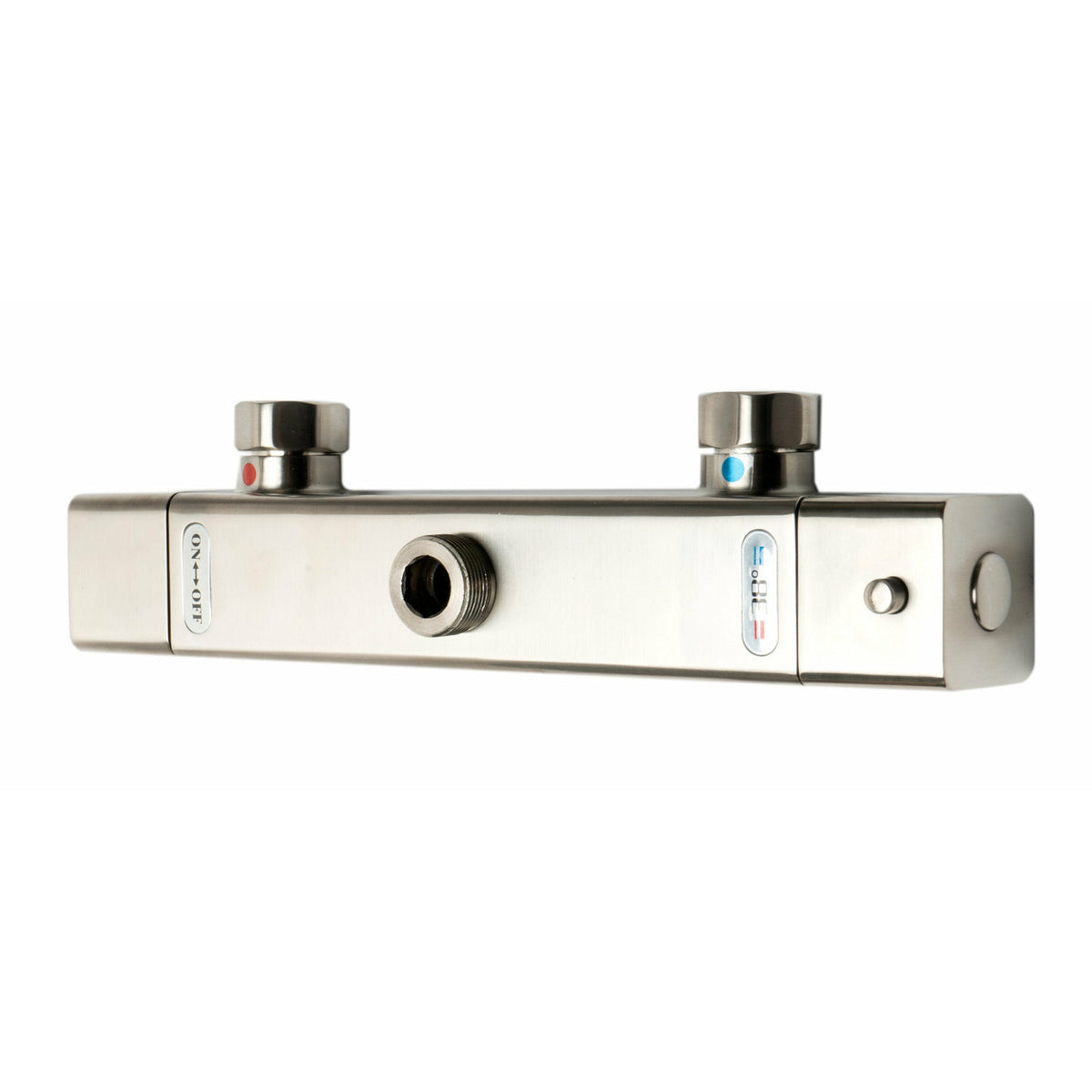 ALFI AB2862-BN Brushed Nickel Handheld Showerhead Thermostatic Exposed Shower Set with Water Diverter, Temperature Control, On/Off Control in a white background