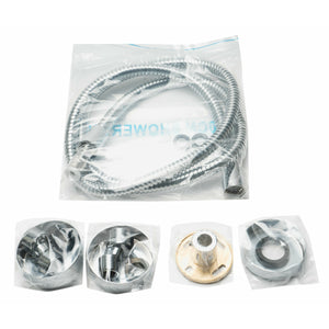 ALFI AB2867-PC Polished Chrome shower hose fittings and round cover in a white background