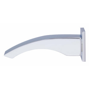ALFI AB3301 Curved Wall mounted Tub Filler Bathroom Spout polished chrome in a white background, side view