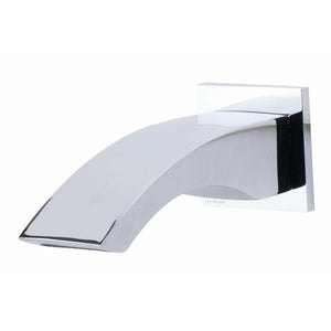 ALFI AB3301 Curved Wall mounted Tub Filler Bathroom Spout polished chrome in a white background