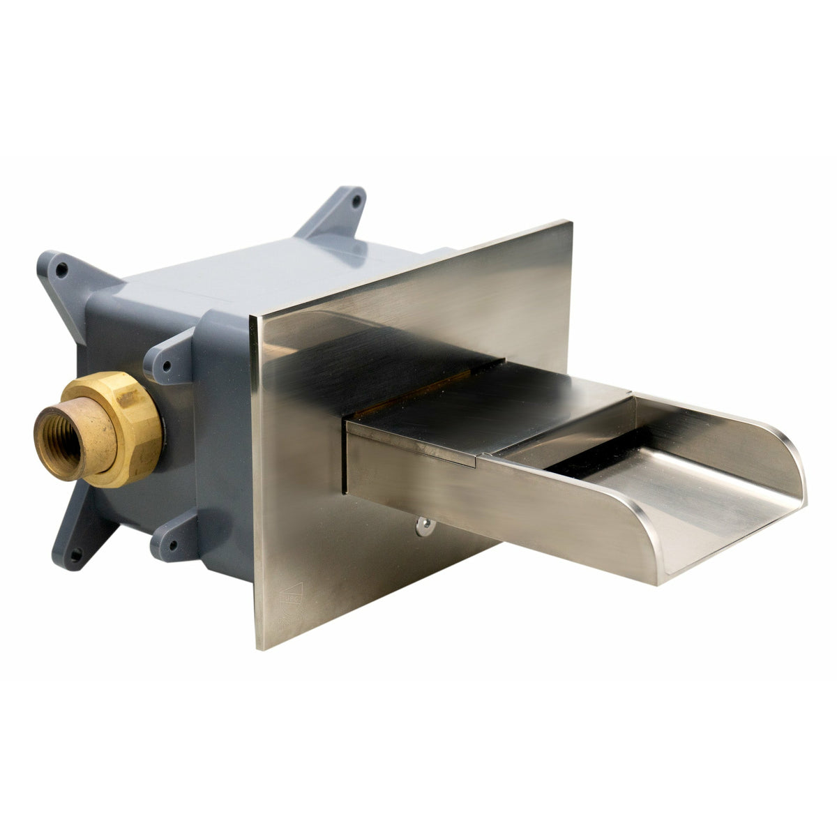 ALFI AB5901 Waterfall Tub Filler, Single Handle Wall Mounted Tub Spout with rough-in valve in a white background, front view