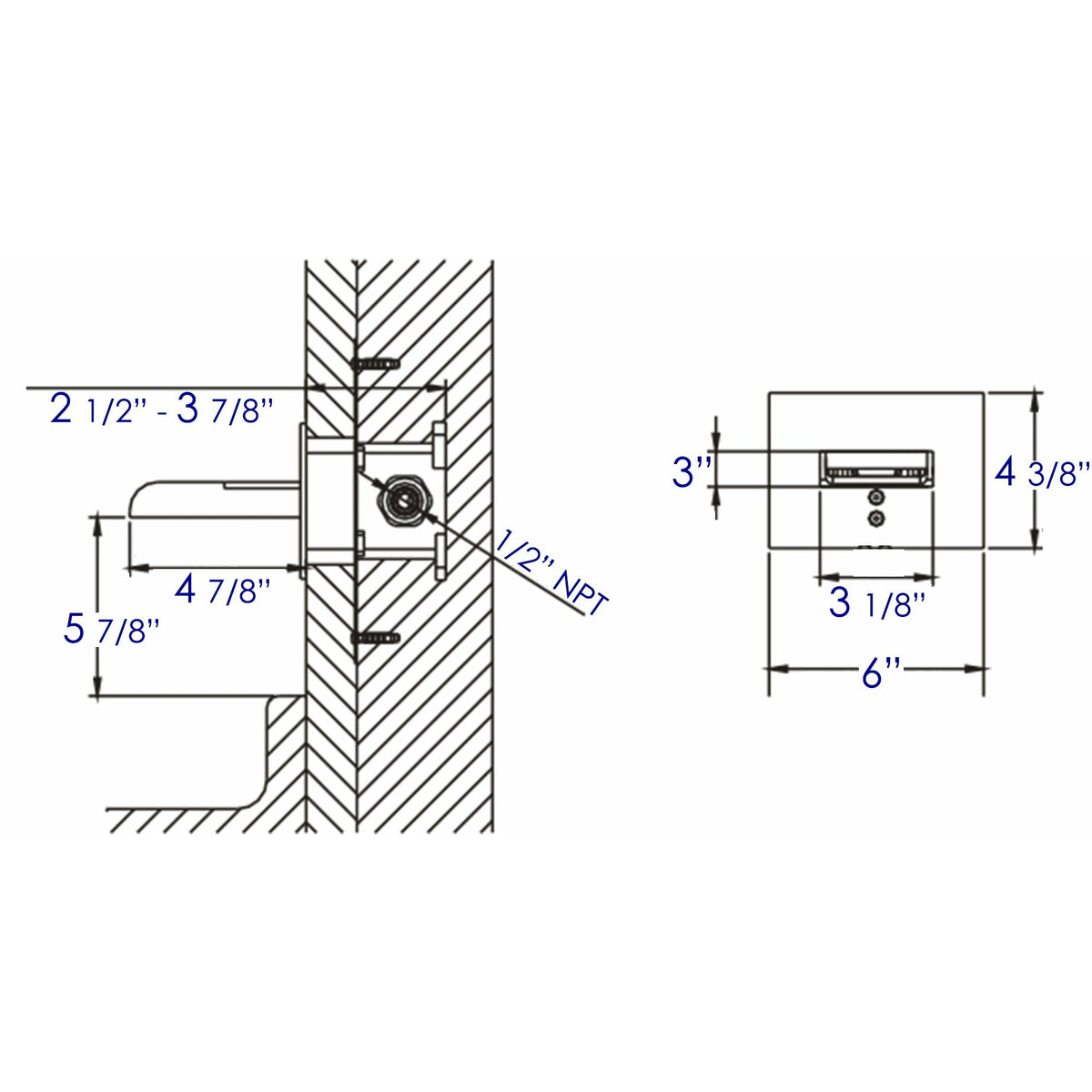 ALFI AB5901 Waterfall Tub Filler dimension drawing