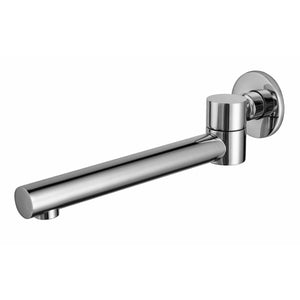 ALFI AB6601 Round Foldable Tub Spout polished chrome with decorative round plate cover in a white background