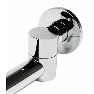 ALFI AB6601 Round Foldable Tub Spout polished chrome with decorative round plate cover in a white background