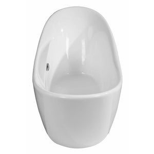 ALFI AB8803 68 inch White Oval Acrylic Free Standing Soaking Bathtub with polished chrome overflow, 1 person capacity in a white background
