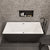 ALFI AB8834 59 inch Black & White Rectangular Acrylic Free Standing Soaking Bathtub with polished chrome overflow, 1 person capacity, front view in a white background