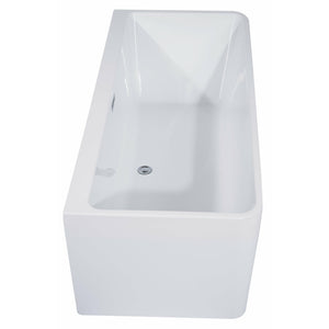 ALFI AB8859 67 inch White Rectangular Acrylic Free Standing Soaking Bathtub with polished chrome overflow and drain in a white background, top view, 1 person capacity