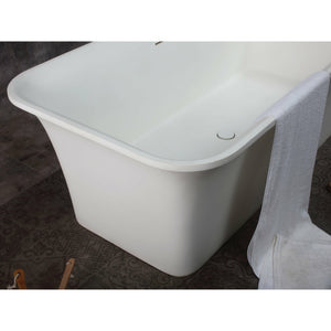 ALFI AB9942 67" White Rectangular Solid Surface Smooth Resin Soaking Bathtub with drain, 1 person