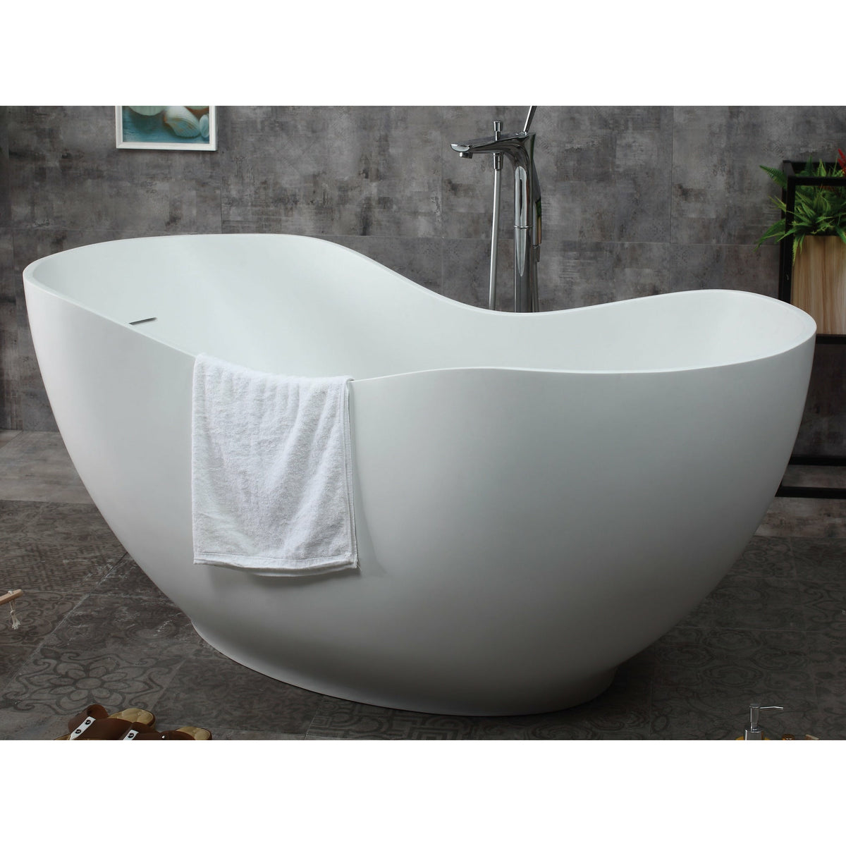 ALFI AB9949 66" White Solid Surface Smooth Resin with a matte finish Soaking Bathtub in the bathroom