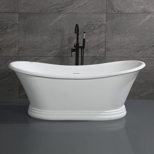 ALFI AB9950 67" White Matte Pedestal Solid Surface Resin Bathtub in the bathroom