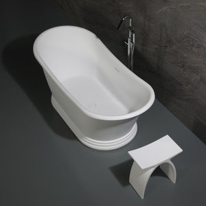 ALFI AB9950 67" White Matte Pedestal Solid Surface Resin with matte matching pop-up drain Bathtub in the bathroom