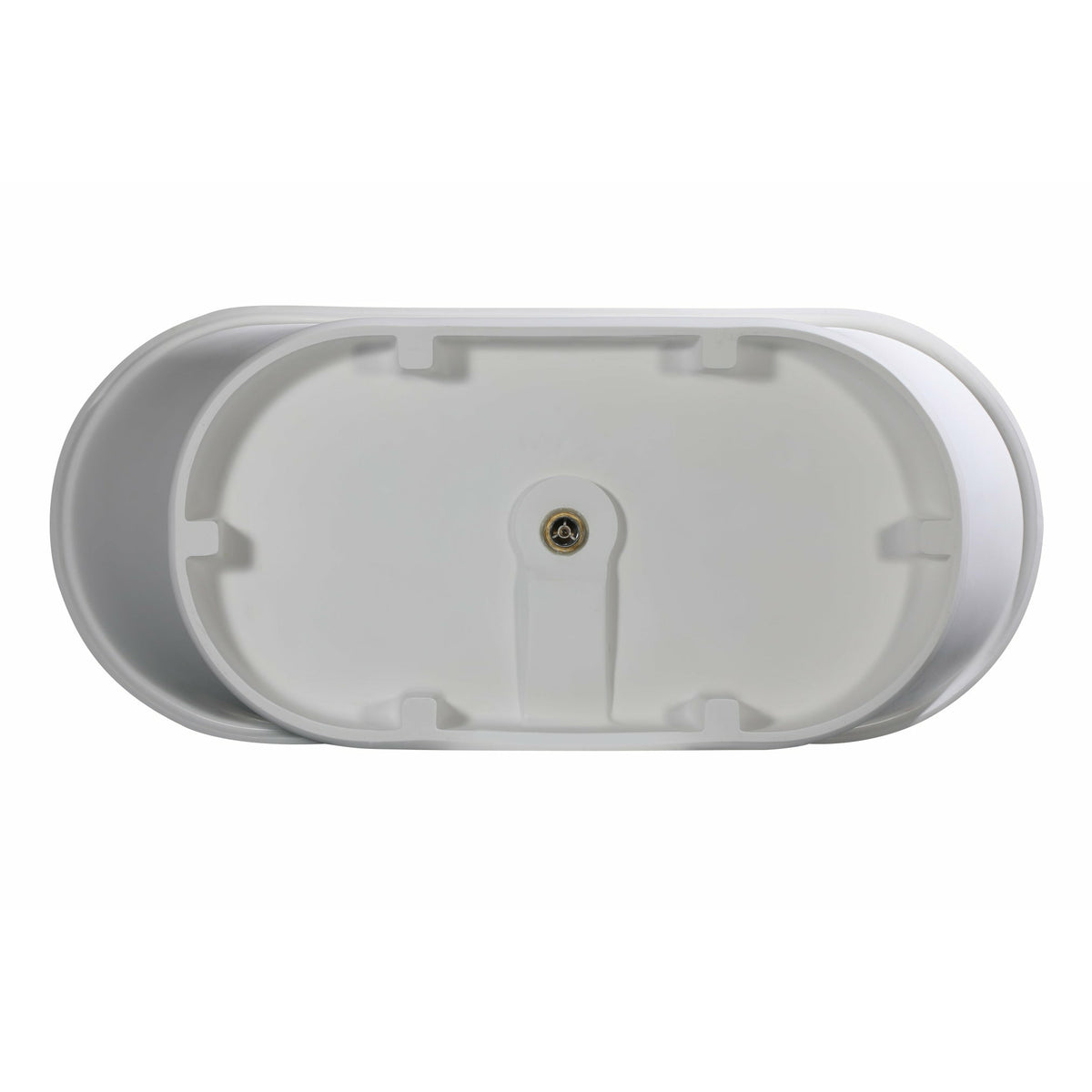 ALFI AB9950 67" White Matte Pedestal Solid Surface Resin with matte matching pop-up drain Bathtub in a white background back bottom view