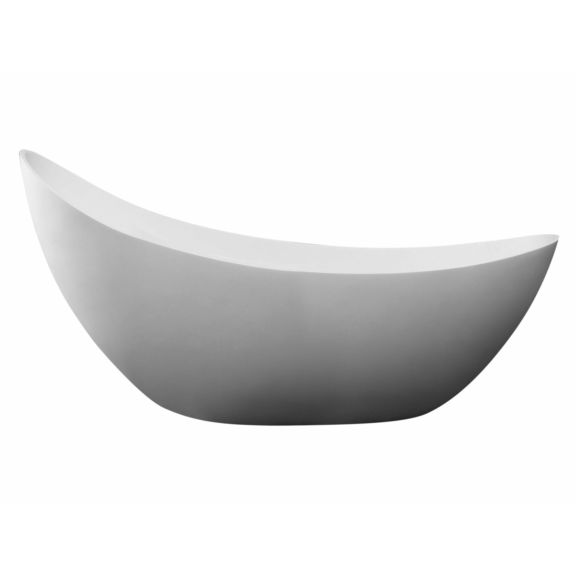 ALFI AB9951 73" White Solid Surface Smooth Resin Soaking Slipper Bathtub  with a matte finish in a white background