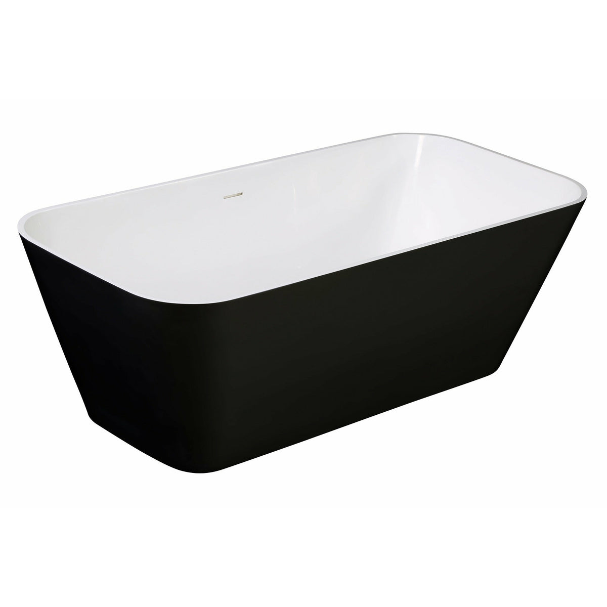 ALFI brand 67" Black & White Matte Rectangular Solid Surface Resin Soaking Bathtub with Smooth Resin Composite Material with a Matte White Finish Inside and a Matte Black Painted Finish on the Outside AB9952BM - Vital Hydrotherapy