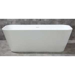 ALFI AB9952 67" White Rectangular Solid Surface Smooth Resin Soaking Bathtub with a matte finish in the bathroom