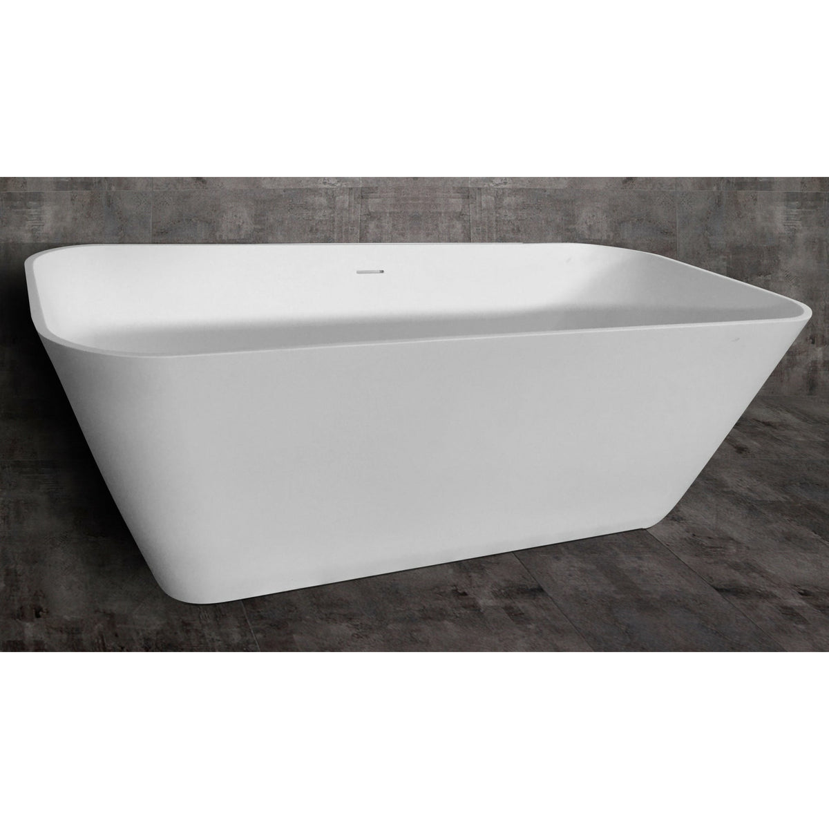 ALFI AB9952 67" White Rectangular Solid Surface Smooth Resin Soaking Bathtub with a matte finish in the bathroom