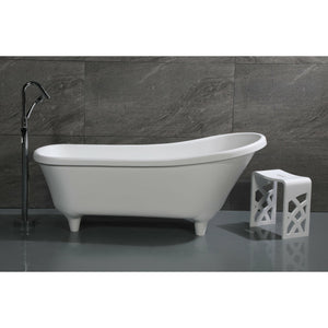ALFI AB9960 67" White Matte Clawfoot Solid Surface Resin Bathtub with a matte finish in the bathroom