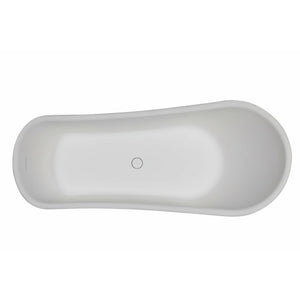 ALFI AB9960 67" White Matte Clawfoot Solid Surface Resin Bathtub with a matte finish with matte matching pop-up drain in a white background top view