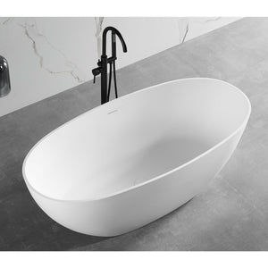 ALFI 59-Inch Oval White Solid Surface Freestanding Resin Soaking Bathtub with Built-in overflow AB9975 - Smooth Resin Composite Material With a Matte Finish - Lifestyle - Vital Hydrotherapy
