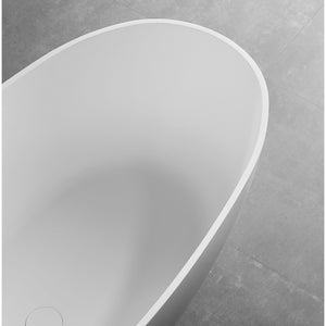 ALFI 59-Inch Oval White Solid Surface Freestanding Resin Soaking Bathtub with Built-in overflow AB9975 - Smooth Resin Composite Material With a Matte Finish - Vital Hydrotherapy