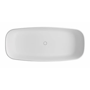 ALFI AB9980 67" White Matte Solid Surface Resin Bathtub with matte matching pop-up drain in a white background top view