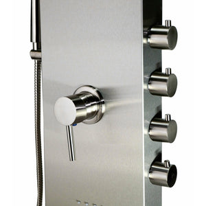 ALFI ABSP30 Stainless Steel Shower Panel - shower mixer valve - Sleek Stainless Steel panel with Polished Chrome handles & knobs in a white background