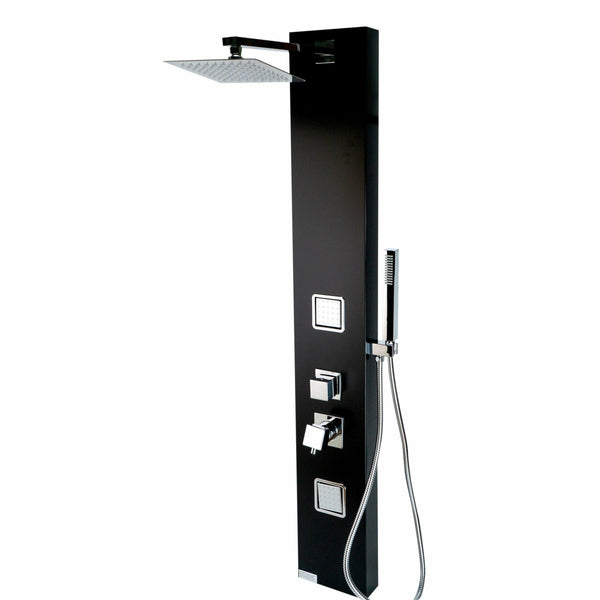 ALFI Black Aluminum Shower Panel with 2 Body Sprays and Rain Shower Head  ABSP65B