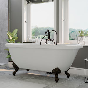 Cambridge Plumbing Double Ended Acrylic Clawfoot Soaking Tub (White Gloss Finish) and Complete Plumbing Package -Oil rubbed bronze ball and claw feet -  ADE-684D-PKG-7DH - Vital Hydrotherapy