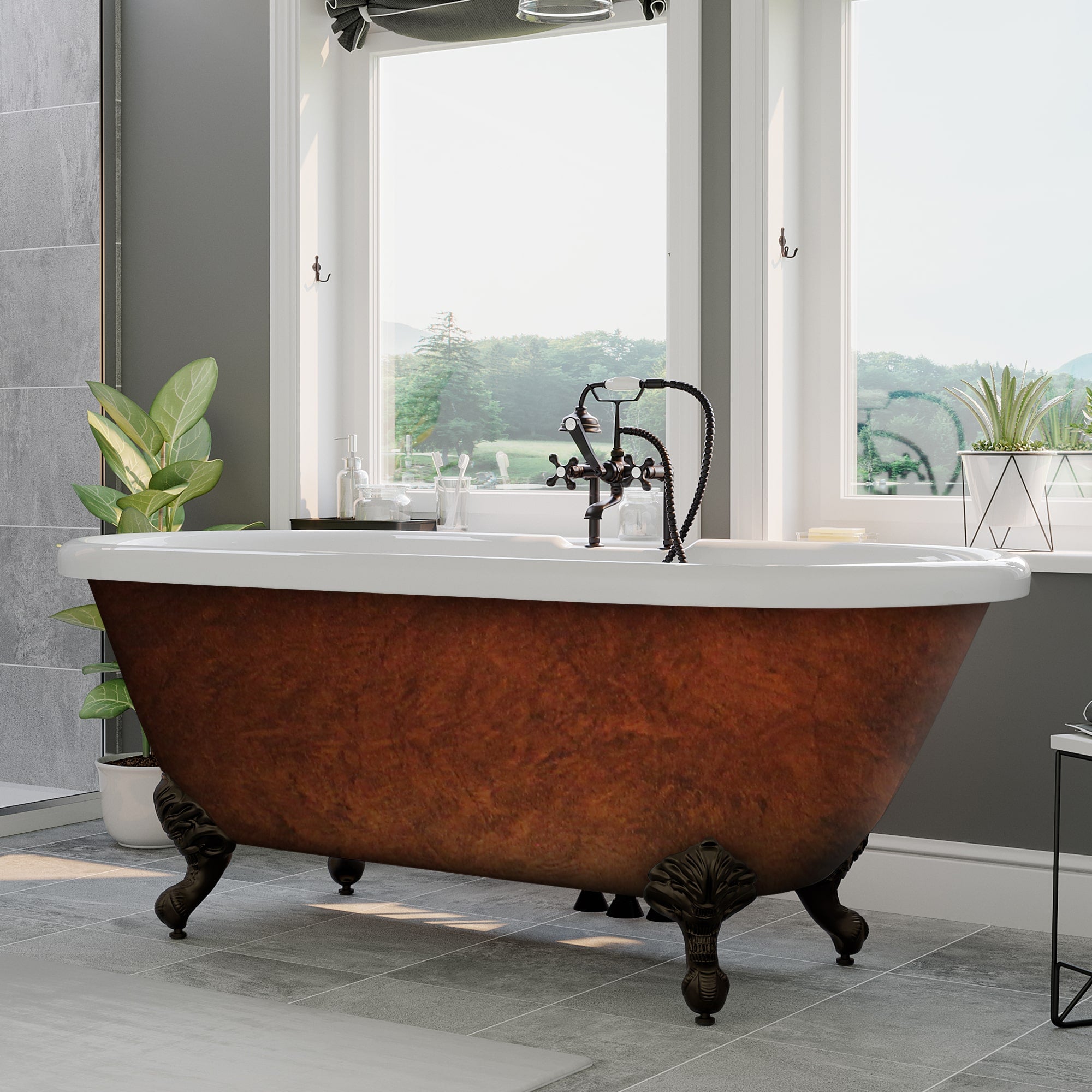 Cambridge Plumbing Double Ended Hand Painted Acrylic Clawfoot (Oil Rubbed Bronze) Bathtub ADE-DH-ORB-CB - Vital Hydrotherapy