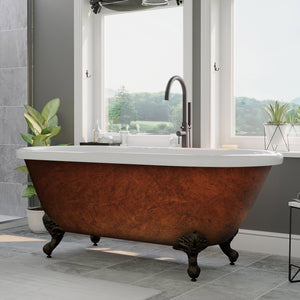 Cambridge Plumbing Double Ended Hand Painted Acrylic Clawfoot Soaking Bathtub (Fiberglass Core, Interior White Gloss Finish & ﻿Hand Painted Faux Copper Bronze Finish) ADE-NH-ORB-CB - Vital Hydrotherapy