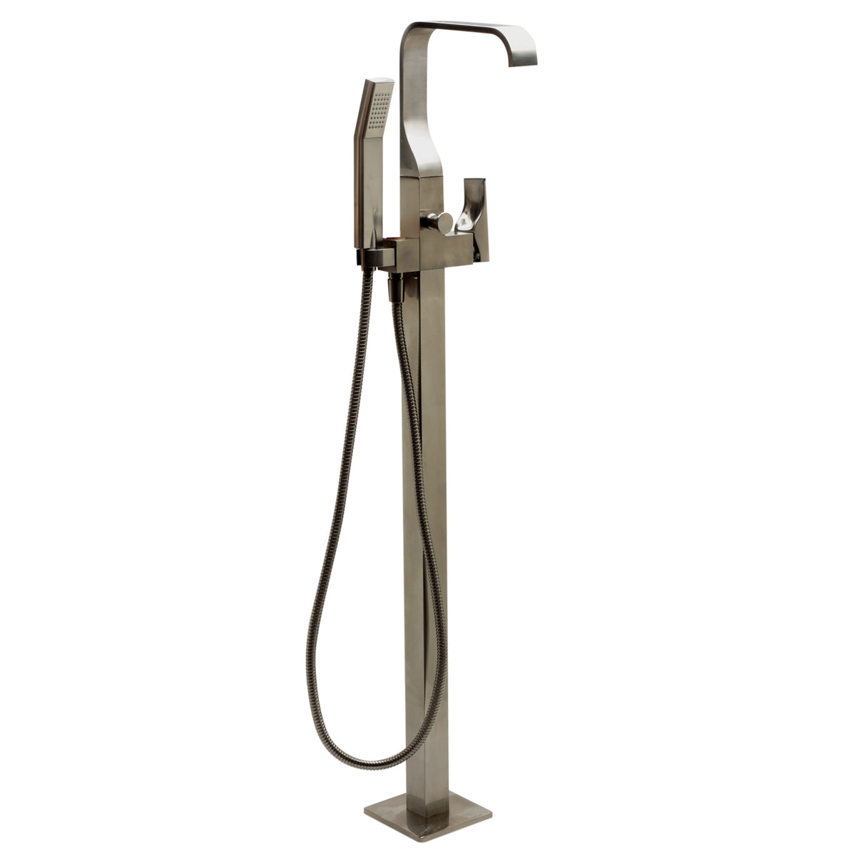 ALFI brands Curved Floor Mounted Tub Filler with Hand Held Shower Head AB2180
