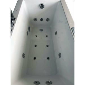 EAGO AM154ETL-L5 5 ft Acrylic White Rectangular Whirlpool Bathtub with Fixtures, drain, Chromatherapy LED lighting system, fiberglass and stainless steel-reinforced MaxLoad™ high gloss acrylic, Inline Heater, pump auto protection function top view