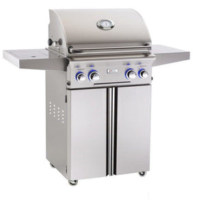 American Outdoor Grill 24-inch “l” Series Portable  Grill Complete - Propane - Stainless Steel Cabinet Cart - Solid State Electronic Ignition - Solid Brass Valves - Analog Heat Indicator/ Thermometer - 24PCL - Vital Hydrotherapy