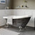 Cambridge Plumbing Hand Painted Scorched Platinum Acrylic Slipper Bathtub (Fiberglass Core, Interior White Gloss Finish & Hand Painted Faux Scorched Platinum Exterior)with Ball and Claw Feet (Brushed Nickel) and No Faucet Holes AST67-NH-SP - Vital Hydrotherapy