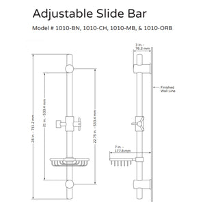PULSE ShowerSpas Adjustable Slide Bar ShowerSpa Shower Panel Accessory 1010