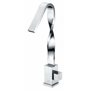 High Arching Spout and Sculpted Artisan Neck - Chrome Finish Housing a Solid Brass Interior